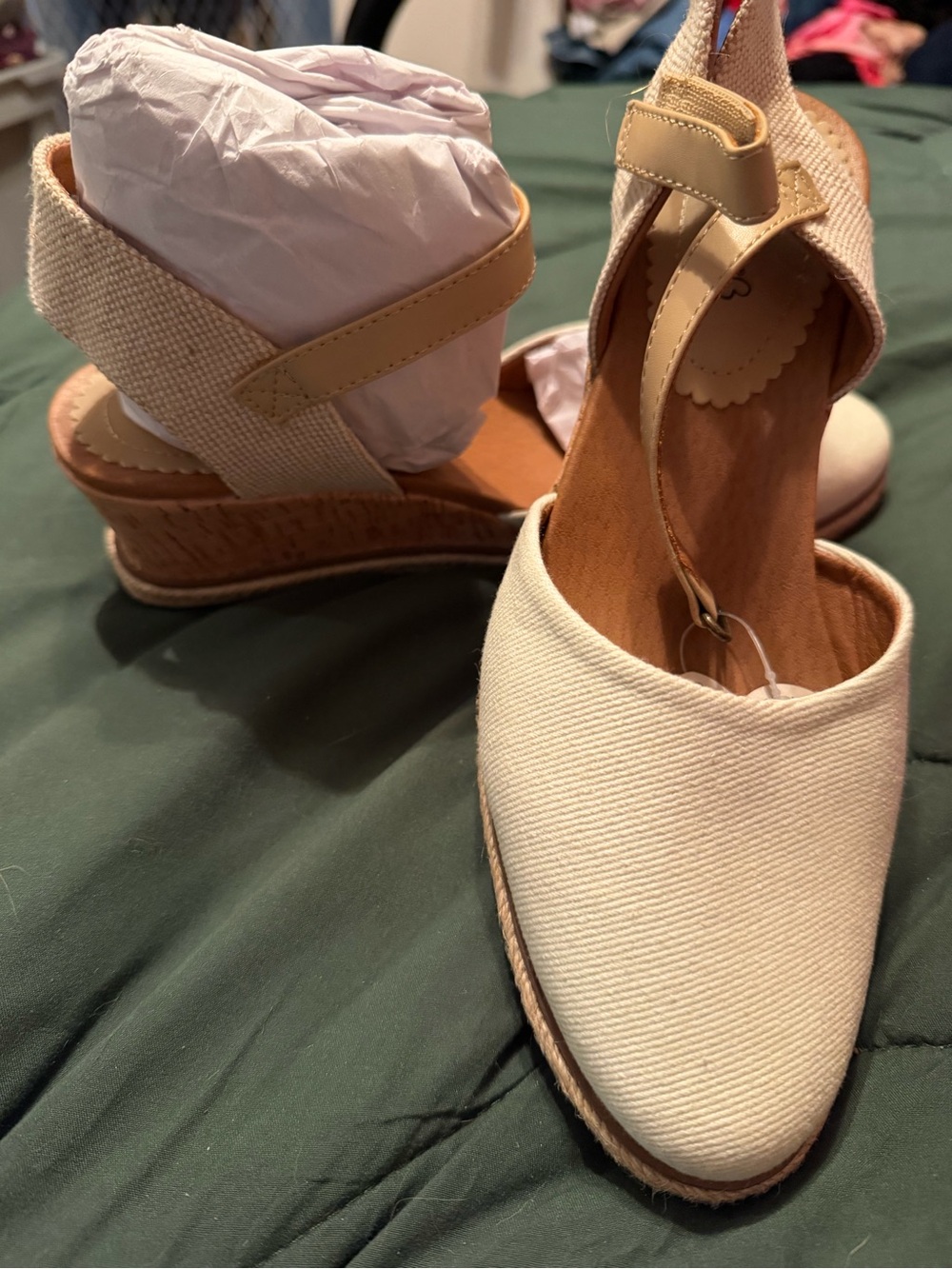 Beige Espadrille Wedge Sandals - Women